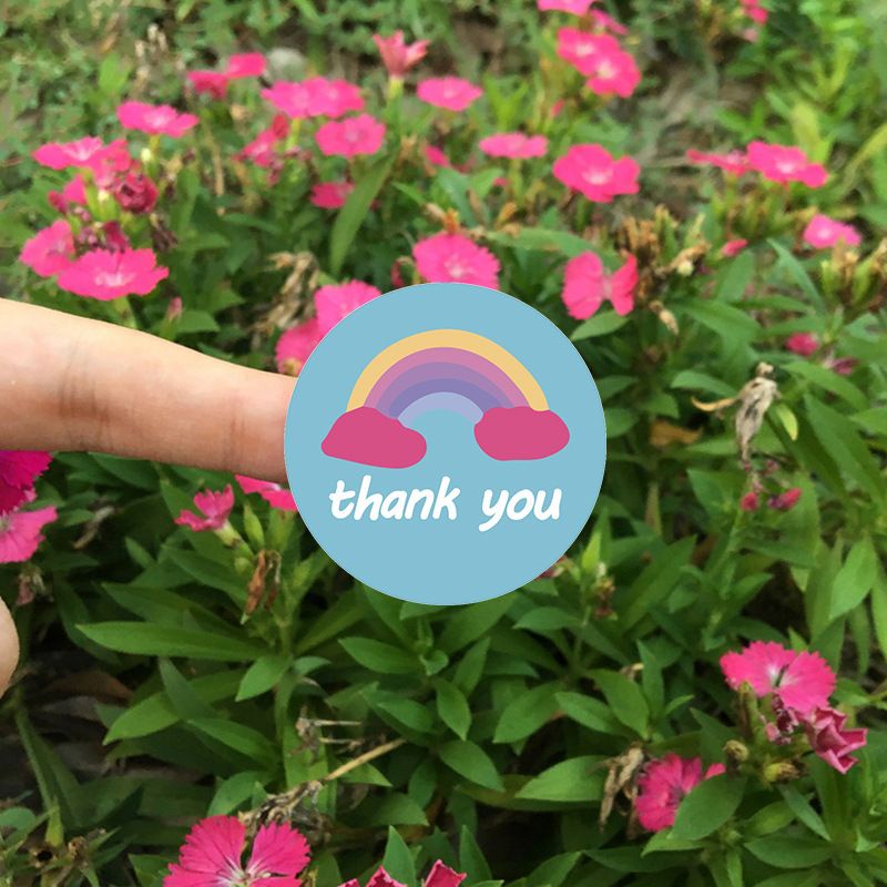 (Nhiều mẫu) Cuộn 500 sticker nhãn dán tròn khen thưởng, cảm ơn thank you