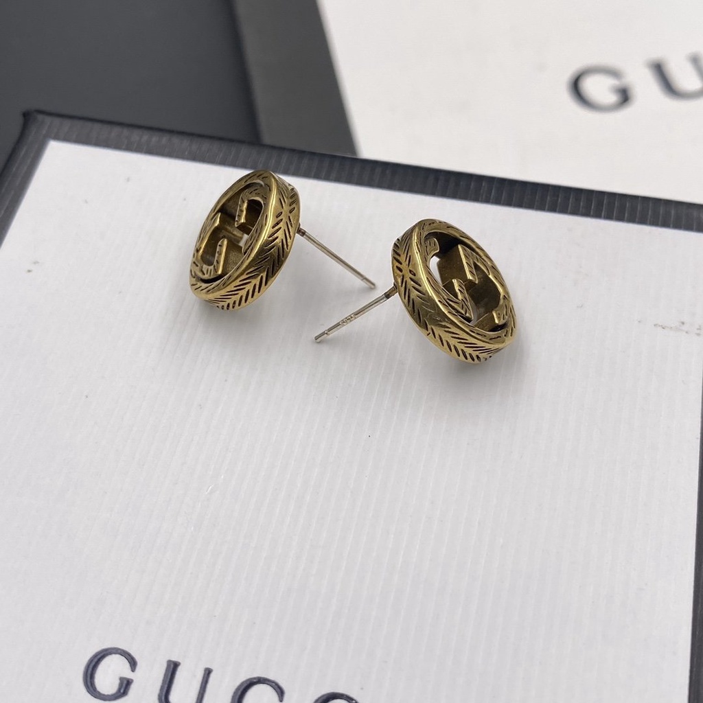 Bông Tai Gucci Bằng Thép Titan Hình Logo GG Đôi Thời Trang Cho Nữ