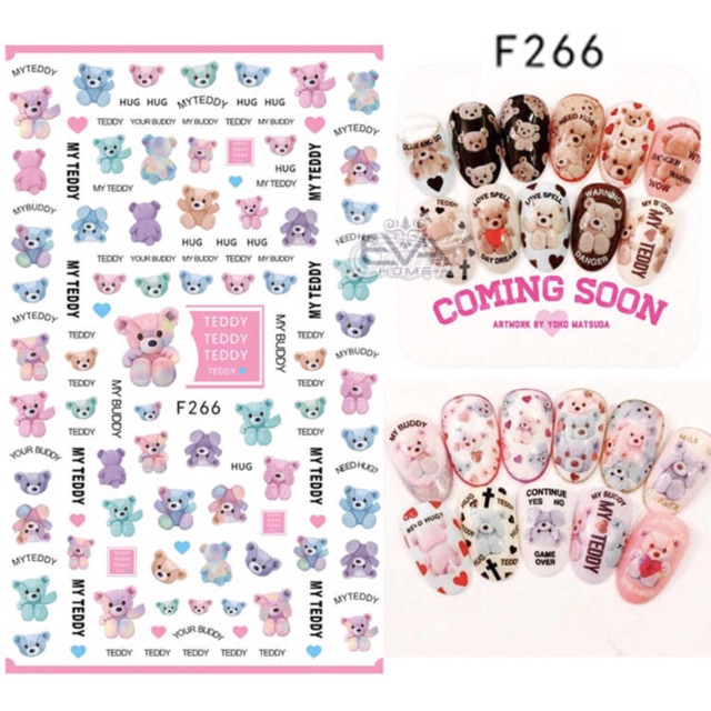 STICKER DÁN MÓNG TAY HÌNH GẤU DỄ THƯƠNG TOPIC OF CUTE BEAR