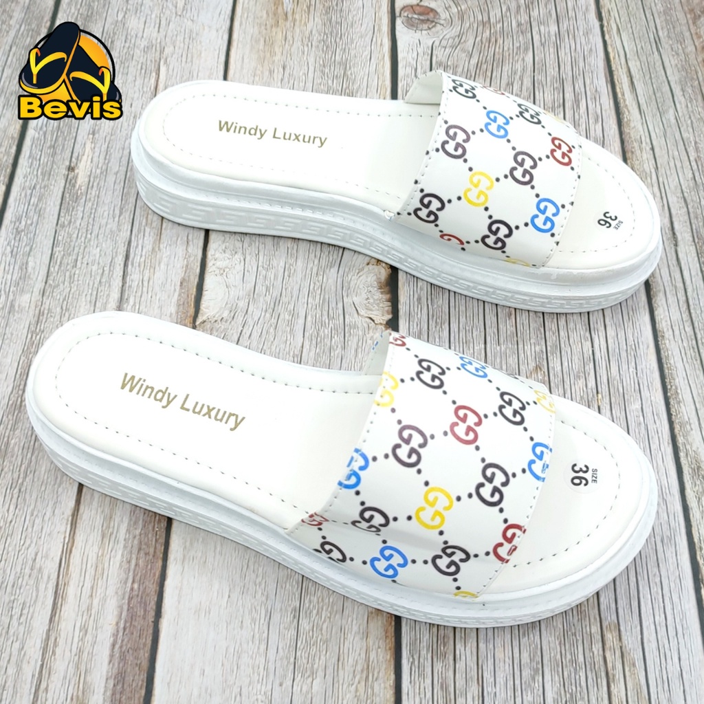 Dép bánh mì nữ thời trang Bevis quai ngang thiết kế logo nhiều màu siêu đẹp - đế EVA cao 3cm bền bỉ dễ lau chùi BE621-2