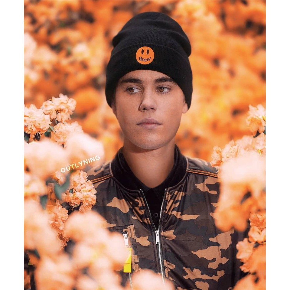 Mũ Len Beanie Họa Tiết Mặt Cười Phong Cách Justin Bieber