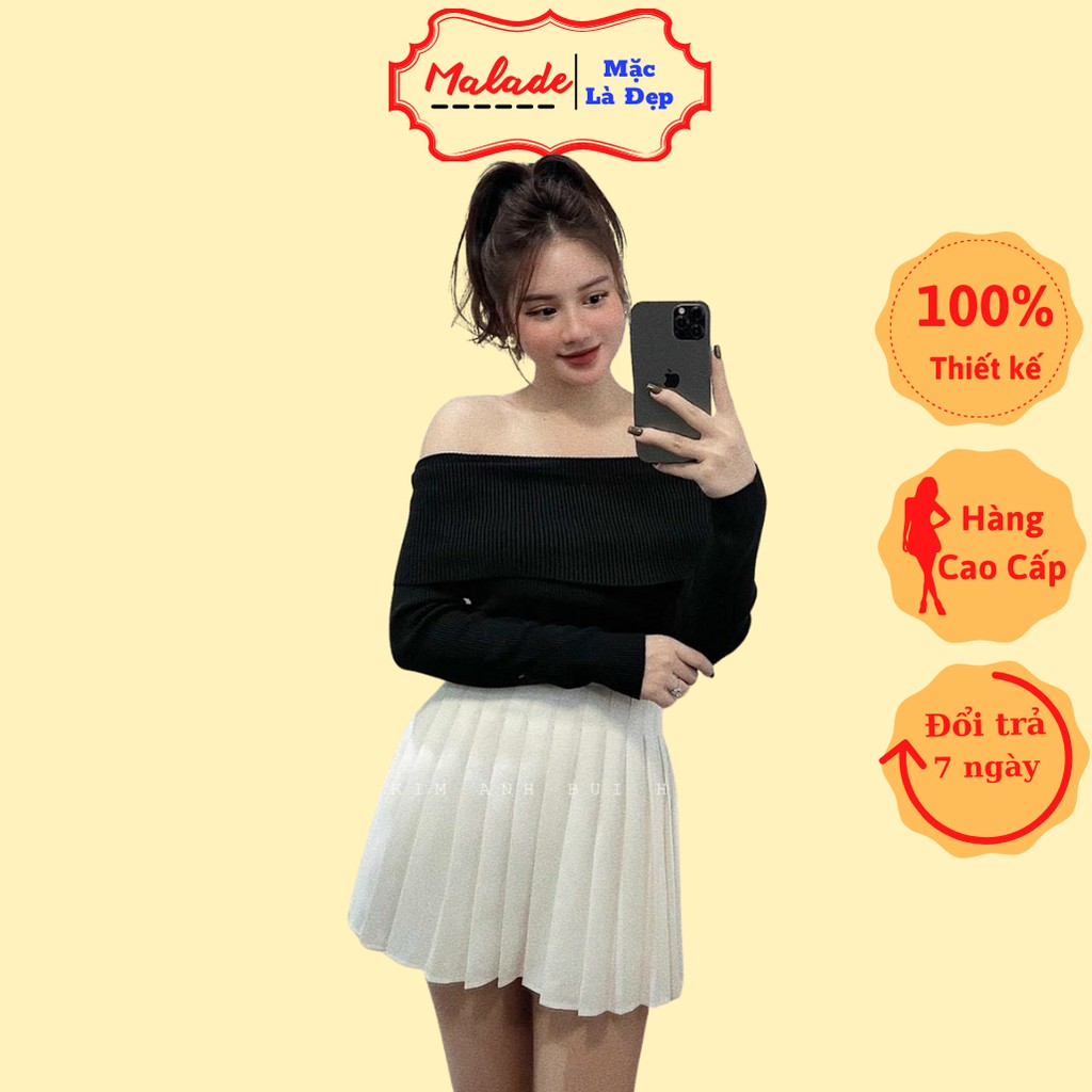 [Hàng Cao Cấp] Áo len tăm dài tay trễ vai phong cách thời trang nữ sành điệu, dễ phối đồ - CD089 MALADE