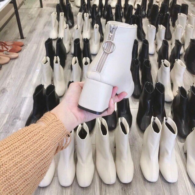 Boot da gân trước gót vuông - khoá sau da lì ( fullbox) | BigBuy360 - bigbuy360.vn