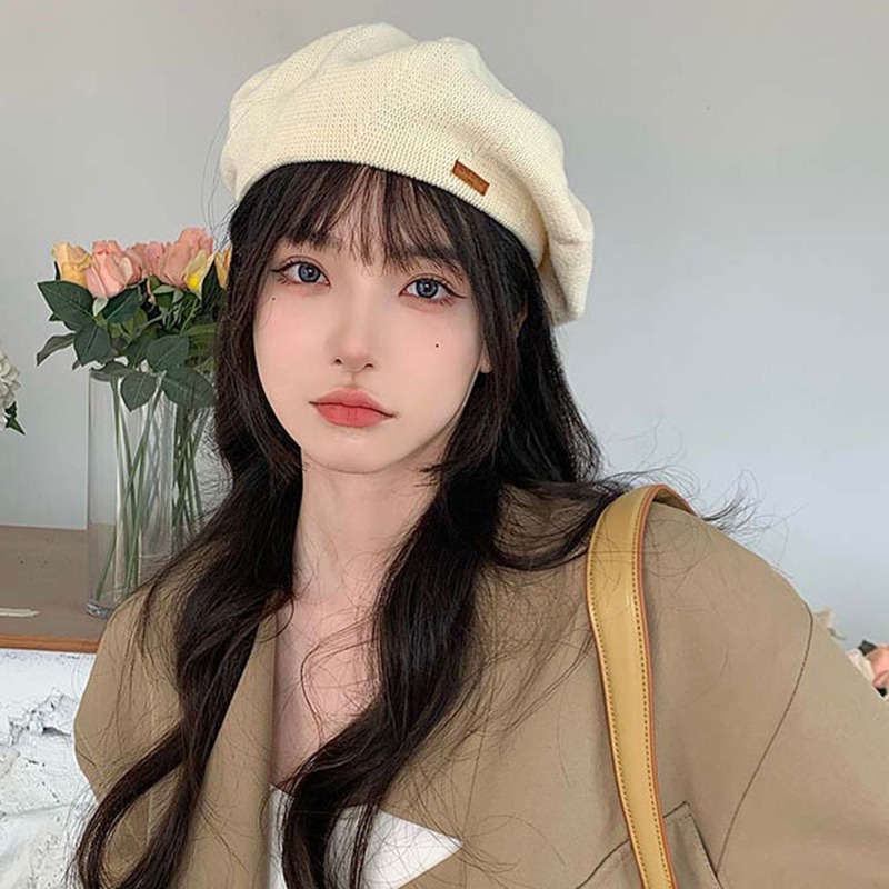 Mũ Beret Da Màu Trơn Phong Cách Hàn Quốc Cho Nữ
