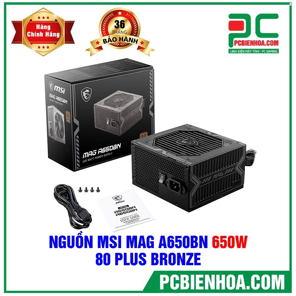 Rẻ nhất shoppe -Nguồn máy tính MSI MAG A650BN 650W ( 80 Plus Bronze/Màu Đen)