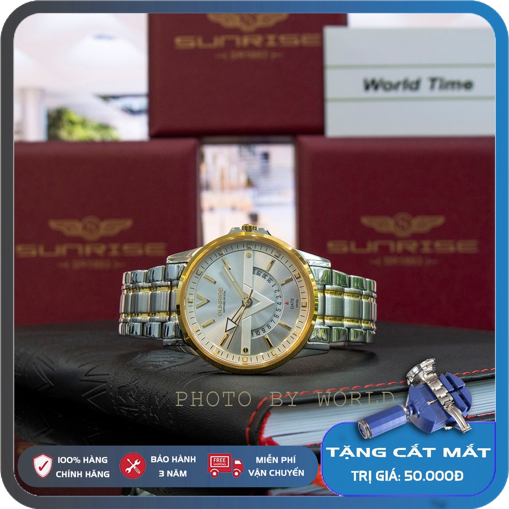 Đồng Hồ Nam Sunrise DM1116SWA Chính Hãng, Full Box, Kính Sapphire Chống Xước, Chống Nước, Dây Thép 316L, Bảo Hành 3 Năm