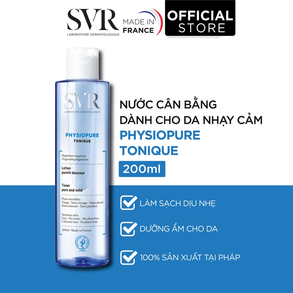 Nước cân bằng làm sạch sâu cho da mặt nhạy cảm SVR PHYSIOPURE Tonique 200ml