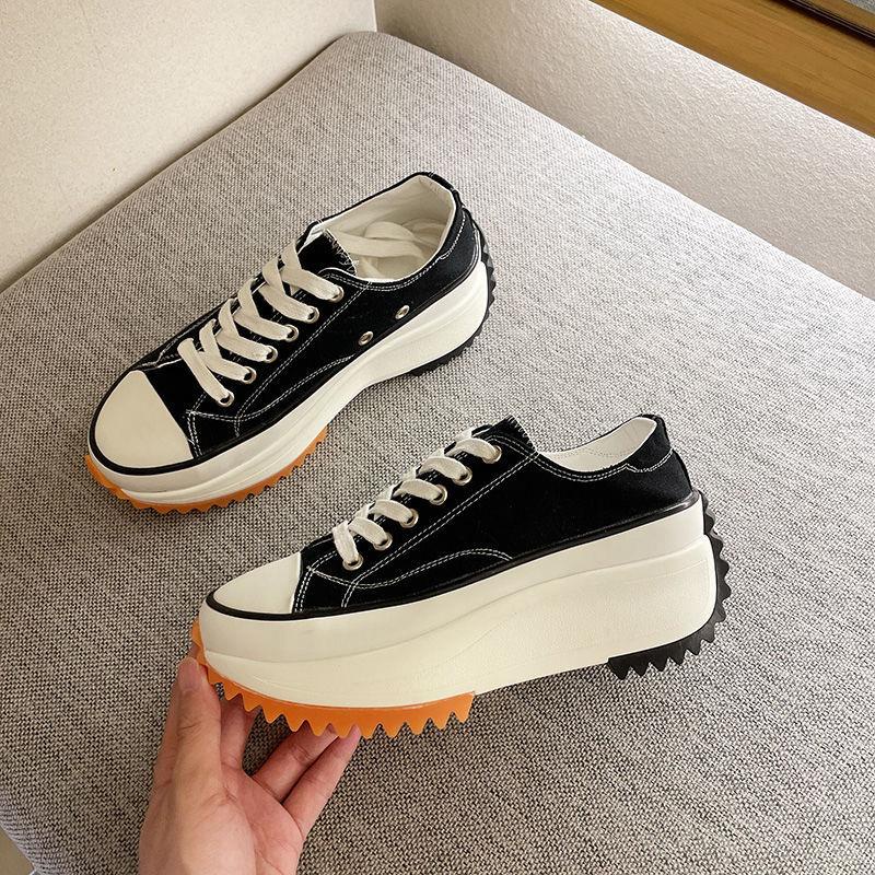 Giày Vải canvas Đế Xốp Dày Tăng Chiều Cao Thoáng Khí Kiểu Châu Âu Thời Trang Xuân Thu 20 Cho Nữ