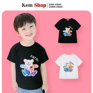 Áo phông bé trai Hàn Quốc xuất xịn Dream, Áo trẻ em từ 1 - 5 tuổi chất cotton Kem Shop 8 đến 22 kg