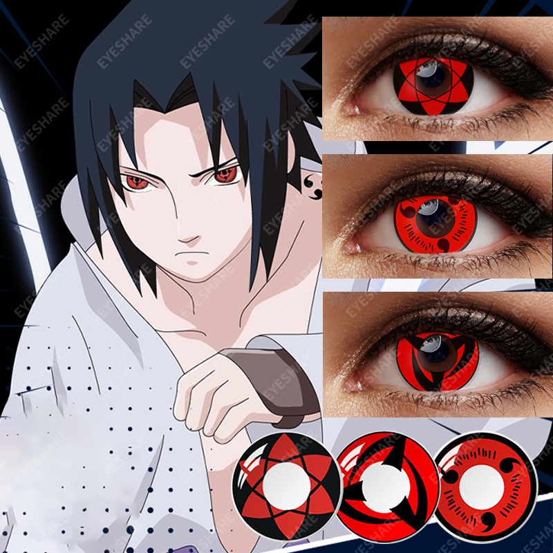 Set 2 Cặp Kính Áp Tròng Hóa Trang Nhân Vật Uchiha Sasuke Kakashi Trong NARUTO