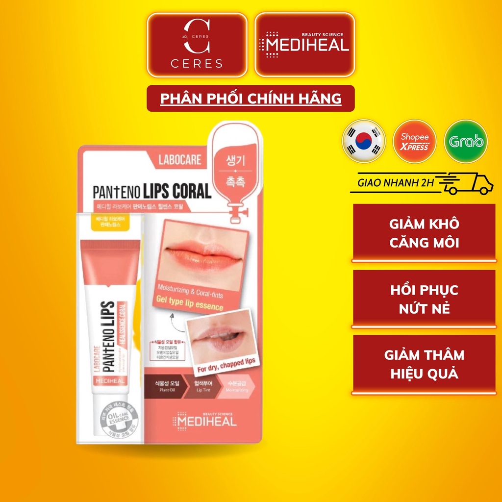 Son Dưỡng Môi Mediheal Ban Đêm Màu Cam Labocare Pantenolips Healssence Coral 10ml