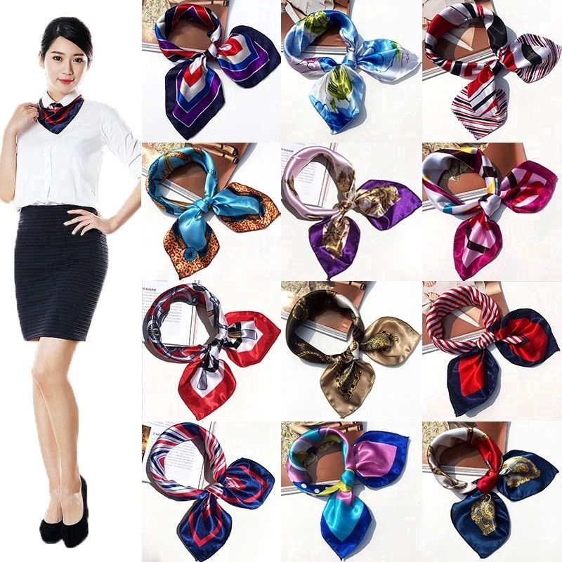 Khăn choàng cổ đội đầu hình chữ nhật bằng satin thanh lịch dành cho nữ