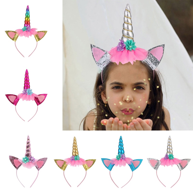 Flgo Băng Đô Tai Mèo Hình Sừng Kỳ Lân Đáng Yêu