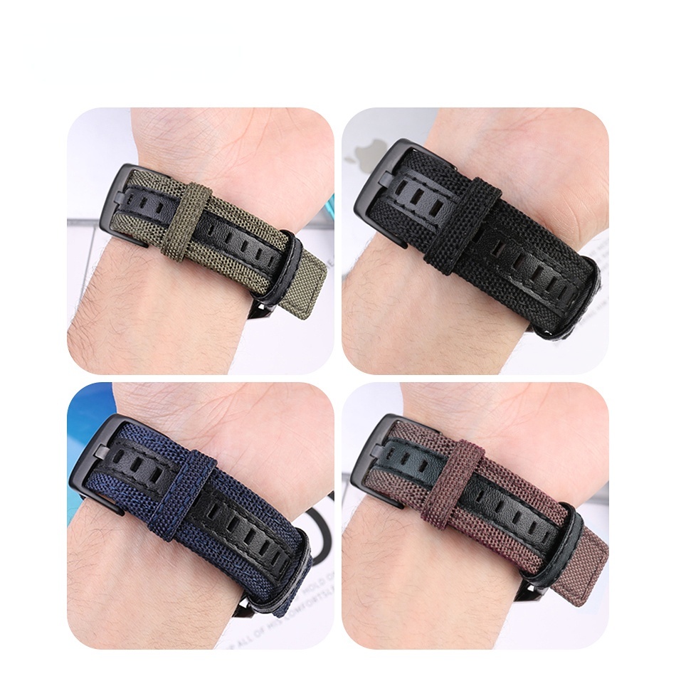 Dây Đeo Vải Dù + Vải Canvas + Da Kích Thước 18MM 20MM 22MM 24MM Thông Dụng Cho Đồng Hồ Samsung Galaxy Watch4 Classic 42/46MM