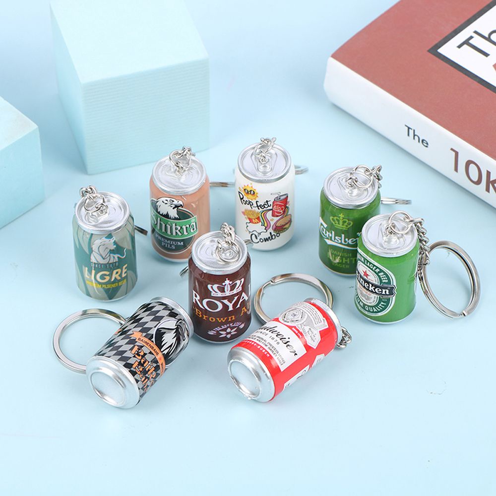 Móc khóa hình lon bia dễ thương sáng tạo