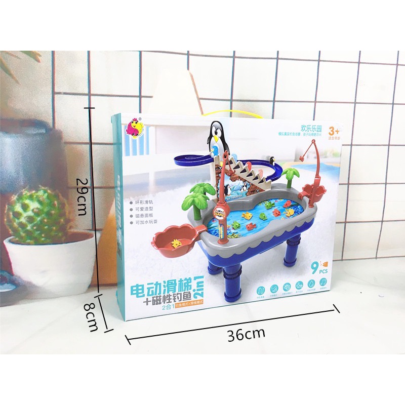 Đồ chơi câu cá chim cánh cụt 2in1 kèm cầu tuột