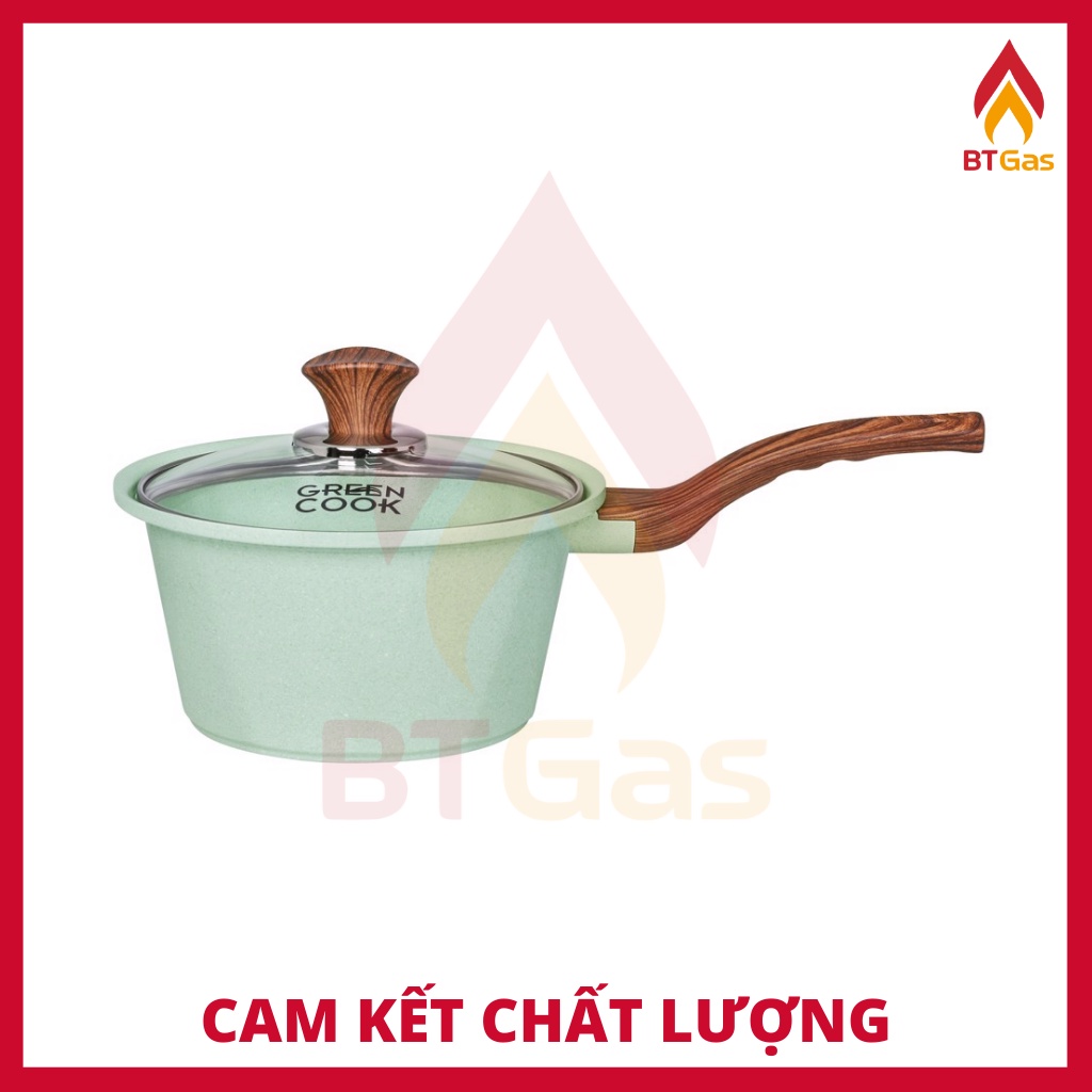 Nồi đúc đáy từ Green Cook, nồi chống dính đáy từ men đá xanh ngọc Green Cook