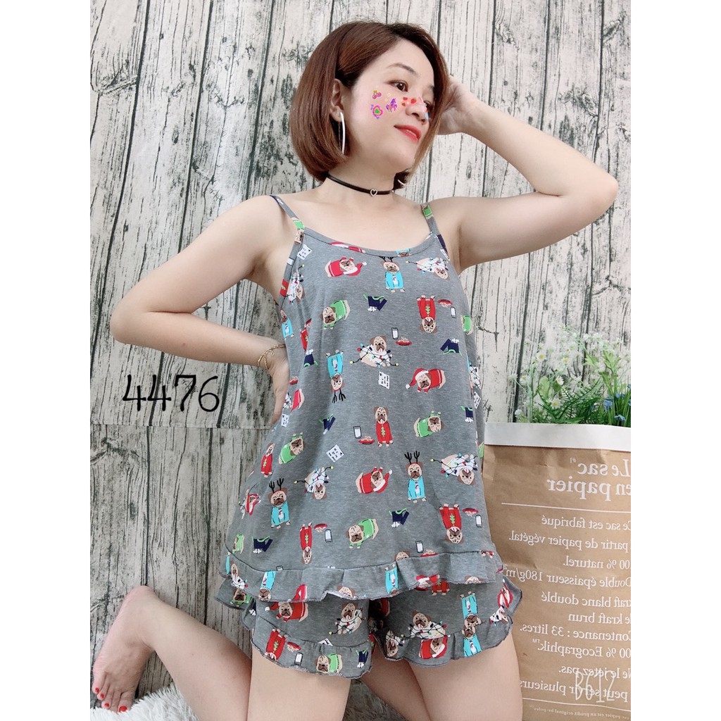 4476 Đồ bộ đùi 2 d ây short BIG SIZE quần bèo họa tiết Chó ss.2d