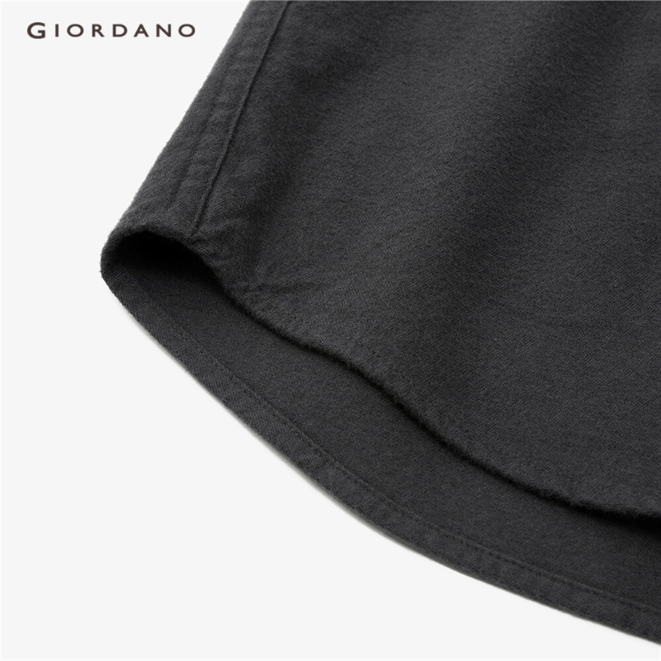 Áo sơ mi nam tay áo dài giản dị chất vải cotton pha flannel dày dặn giữ ấm thoải mái trẻ trung thường ngày GIORDANO  01042871