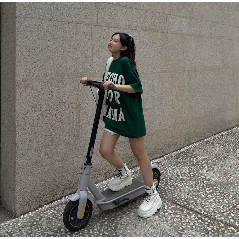 Áo thun tay lỡ xanh lá Hecho Por Mama MOSSSHOP - Áo phông nam nữ phong cách hàn quốc ulzzang freesize form rộng 65kg