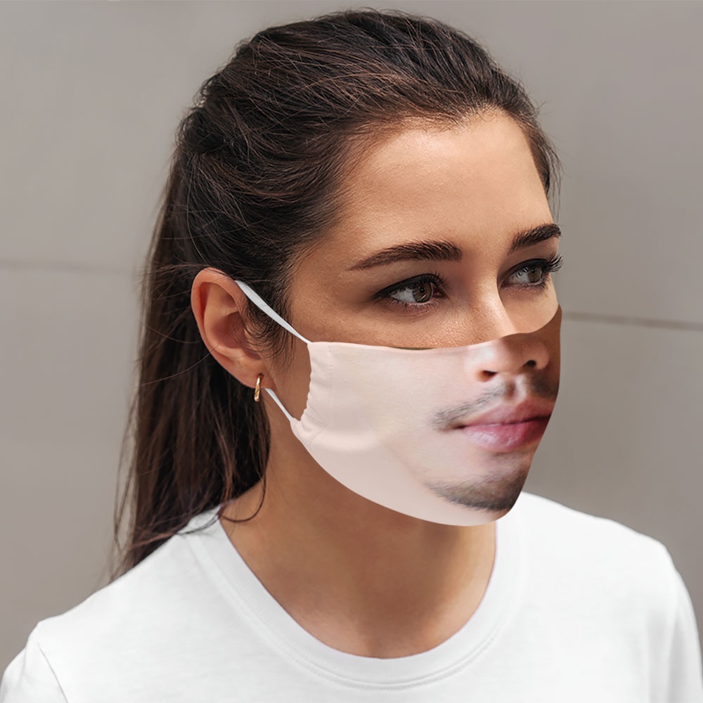 Khẩu trang mặt người 3d hài hước miệng cười dị in vải đẹp đàn ông 40 CARTWELL kháng khuẩn dễ thở chống nắng vải cotton 1