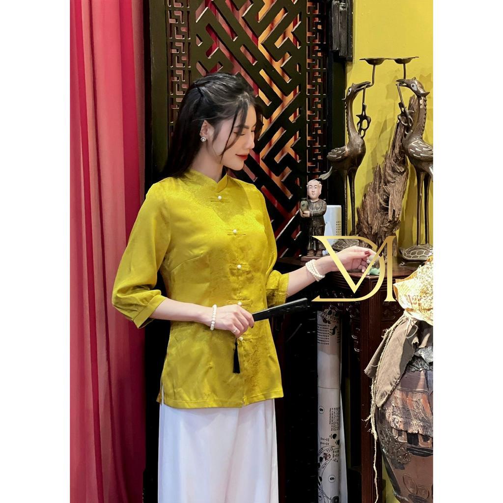 Bộ Đồ Lam Đi Chùa Nữ Mẫu Lụa Cổ Tàu Tay Lỡ Chất Lụa Gấm Cao Cấp Màu Hồng PT020