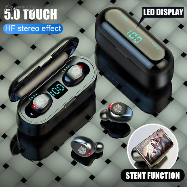 【Ready Stock】Bluetooth V5.0 Earphone Wireless Earphones Stereo Sport Wireless Headphones Earbuds Headset 2000 mAh Power for iPhone Xiaomi