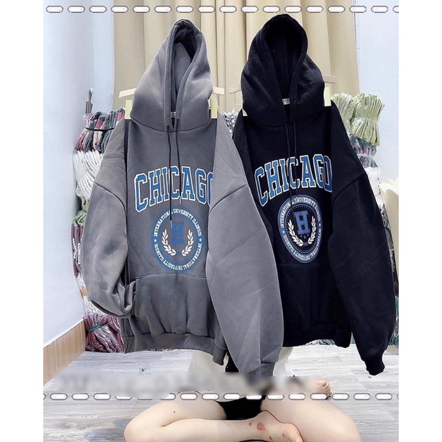 [ Rẻ vô địch ] Áo hoodie form đại tay bồng mũ hai lớp - Chicago