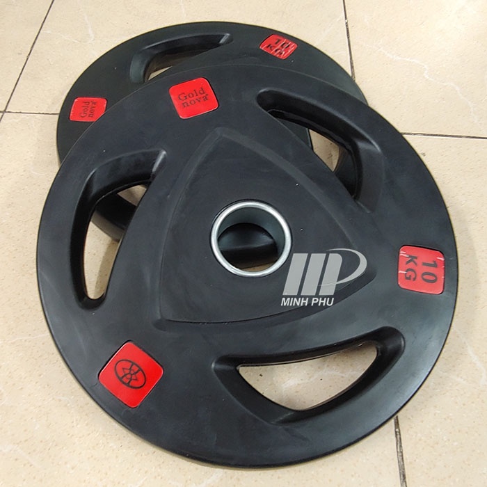 Tạ đĩa bọc cao su Goldnova 10kg ✅ Tạ bánh lỗ phi 50 chuyên dùng cho phòng tập