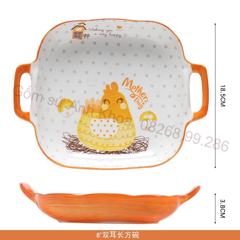 Bát Đĩa Decor, Chén Dĩa dễ thương, Bát ăn cơm Sét Bát đĩa gà vàng 13 món cực đẹp
