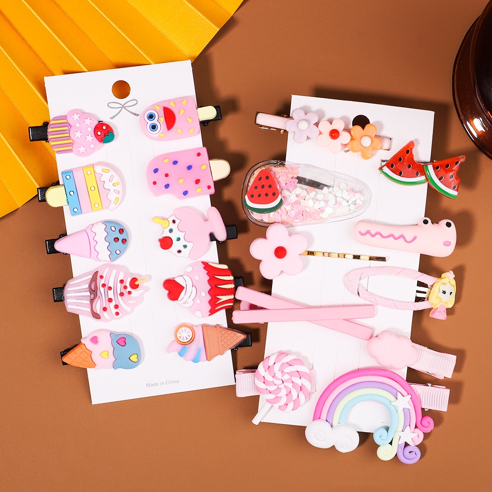 RainBow Bows Set 10 Kẹp Tóc Hình Trái Cây Hoạt Hình Phong Cách Hàn Quốc Cho Bé Gái