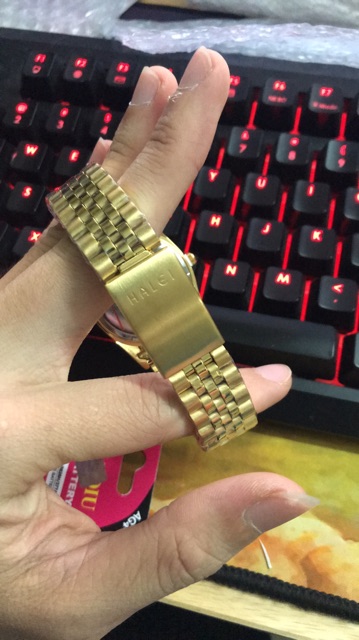 Đồng hồ nam Halei dây kim loại H988 khung vàng đẳng cấp sang trọng, đi mưa rửa tay thoải mái