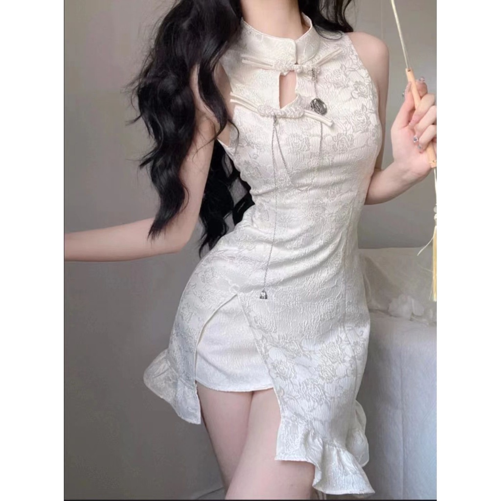 Sườn Xám Cách Tân Không Tay Xẻ Tà Phong Cách Trung Hoa Thời Trang Mùa Hè Hàng Mới Dành Cho Bạn Nữ