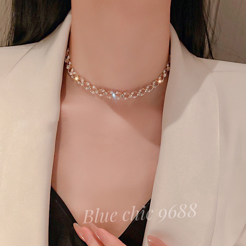 Vòng cổ hợp kim đính ngọc trai nhân tạo phong cách thời trang