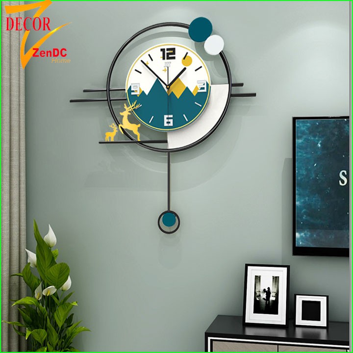 Đồng hồ treo tường quả lắc kim trôi cao cấp - DC014