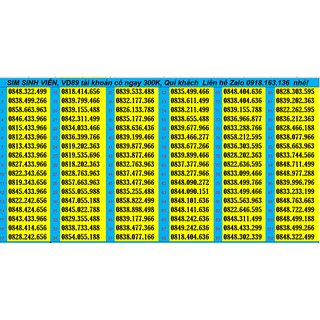 sim Vinaphone đẹp 3 cặp, tài khoản có ngay 299k, đăng ký được VD89, VD129, VD149, C69, C89, B50SV, alo35, Đồng giá 179k