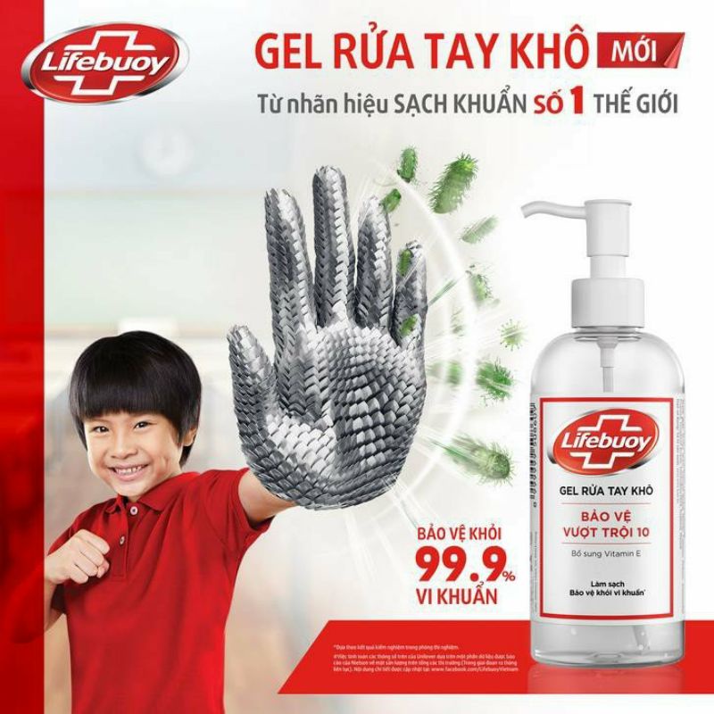 Gel rửa tay khô Lifebuoy chai có vòi 330ml