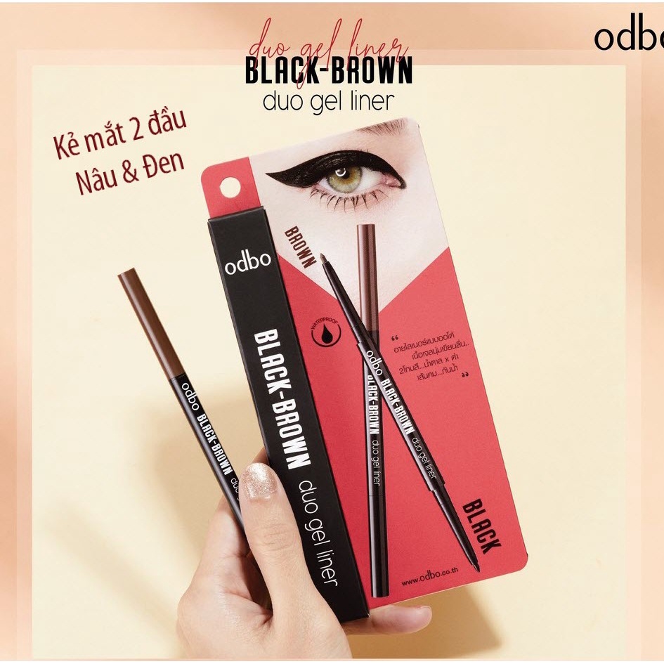 [Thái Lan - 2 Màu] Chì Kẻ Mắt  2 Đầu Đen Và Nâu ODBO BLACK-BROW DUO GEL LINER # OD359