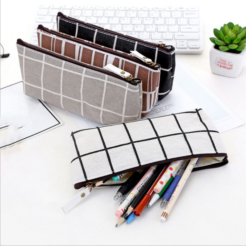 Túi Bút Canvas Kẻ Sọc Đơn Giản