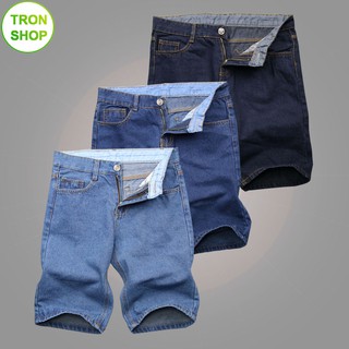 Combo 3 quần shorts jeans nam vải dày 3 màu xanh nhạt, xanh đậm, xanh đen