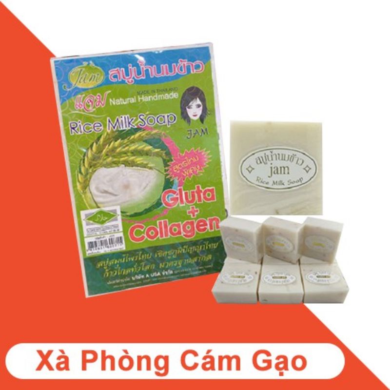 【Cực Rẻ - Bao Chuẩn】Lốc 12 Cục Xà Phòng Cám Gạo Thái Lan Jam Rice Milk Soap