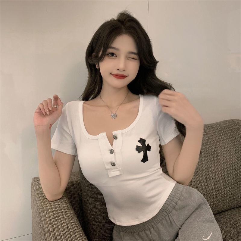 COZOKC COZOK Áo kiểu crop top COZOK tay ngắn ôm dáng thời trang quyến rũ dành cho nữ