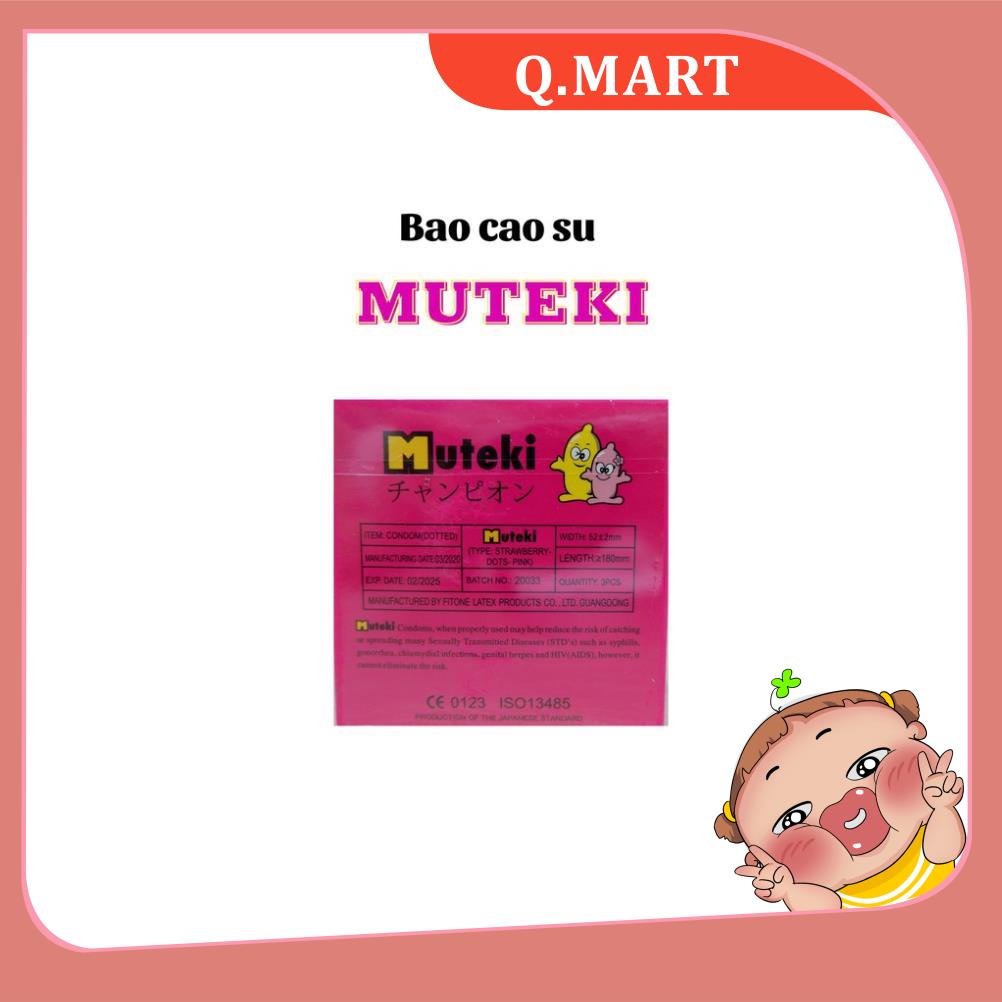 Bao cao su Muteki - có gai, hương dâu - hộp 3 chiếc