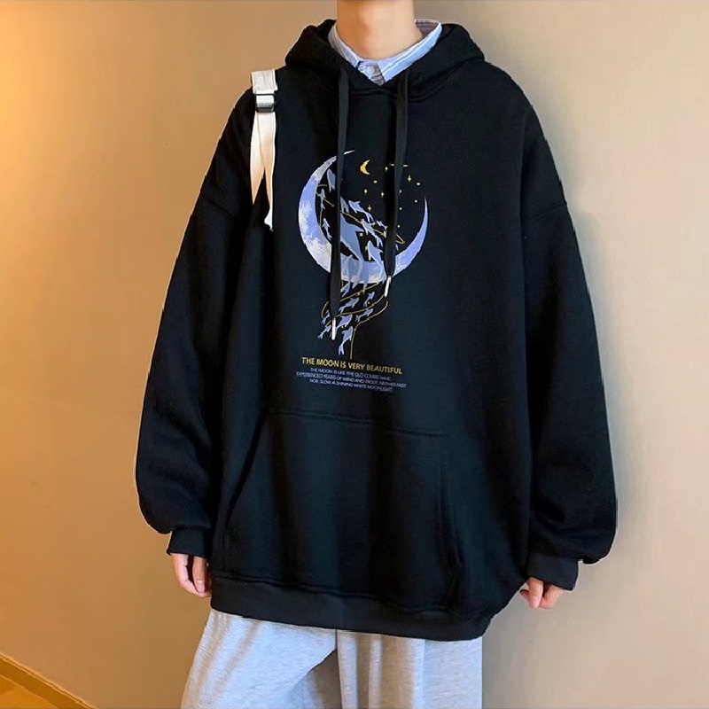 Áo hoodie tay dài dáng rộng in họa tiết graffiti phong cách hip hop đường phố Hàn Quốc M-3XL