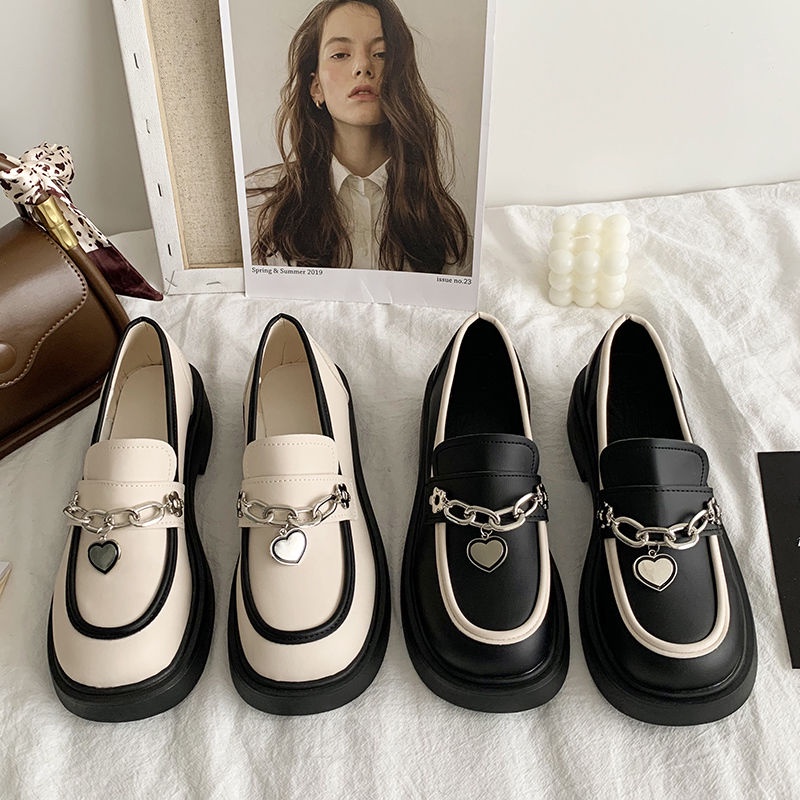 2023 Mới Giày Da Ngón Chân Tròn Thoải Mái Xu Hướng Phụ Nhật Bản Giày nữ JK Học sinh