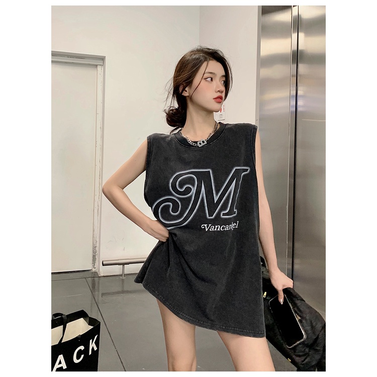 Áo Thun Sát Nách In Chữ Kiểu Hồng Kông Thời Trang Mùa Hè Cho Nữ