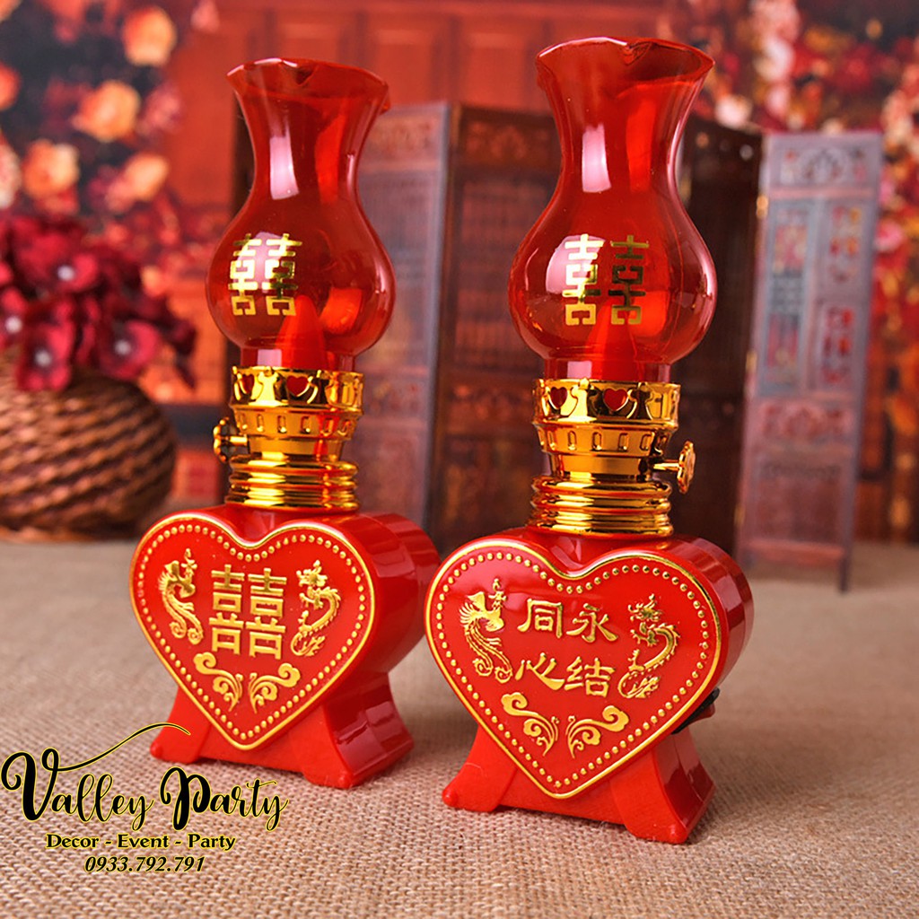 Đôi đèn dầu thờ bằng Pin trang trí gia tiên, đám cưới