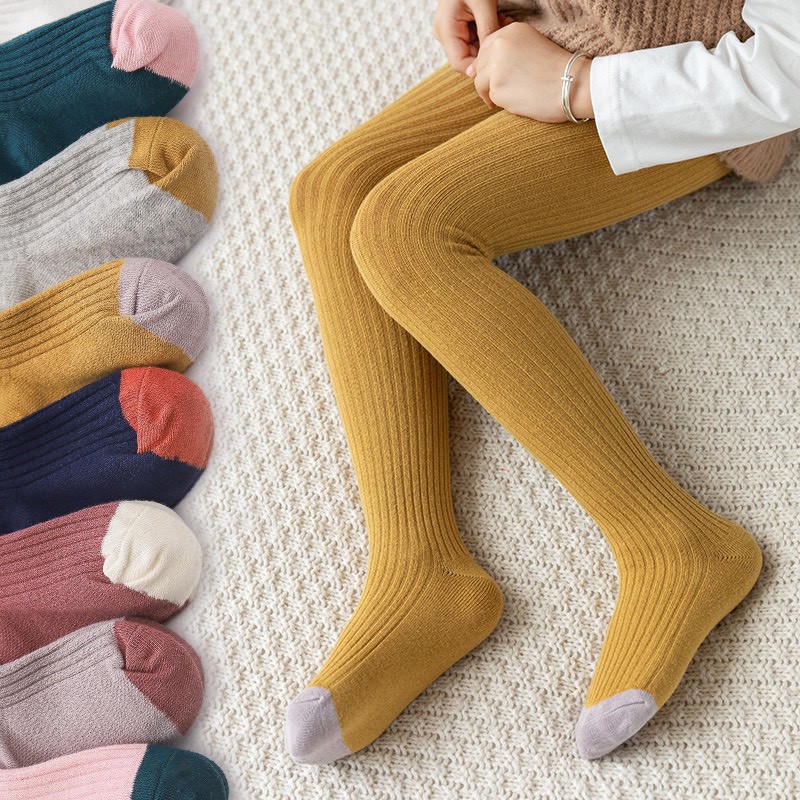 (Xả Kho) Quần tất len bé gái 0-8 tuổi có bàn phối màu xuất Hàn chất dày dặn