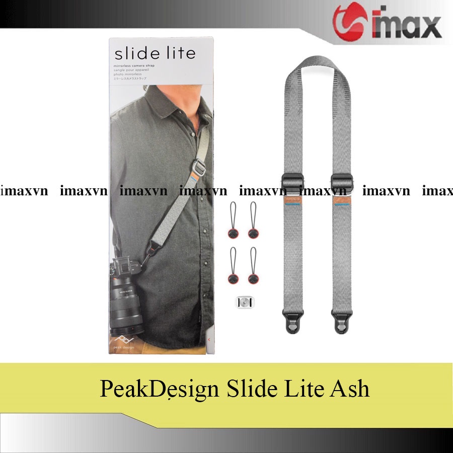 Dây máy ảnh Thao tác nhanh Peak Design Slide Lite Ash xám, Bản size trung 3cm