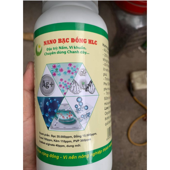 Chế phẩm NANO BẠC ĐỒNG HLC chai 500ml